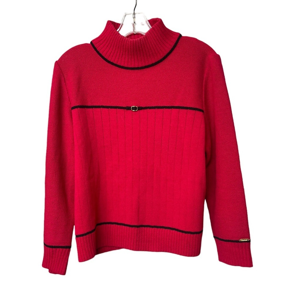 St‎ John red Bow Mock Turtleneck Size M - Picture 10 of 15